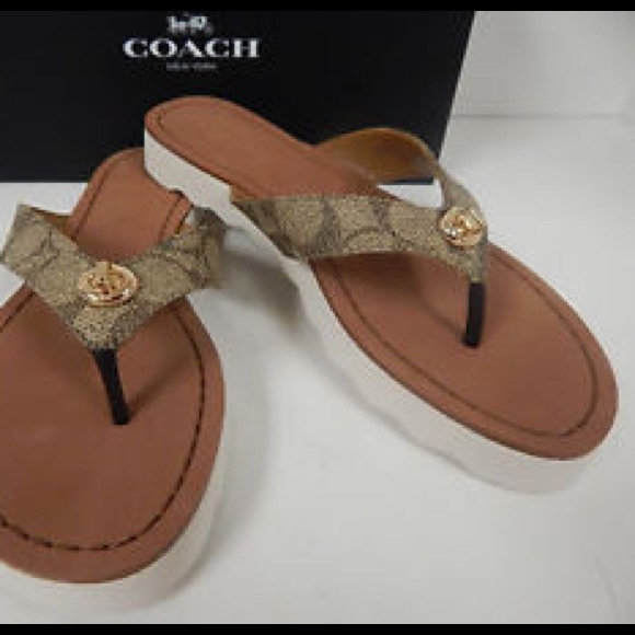 coach signature flip flops